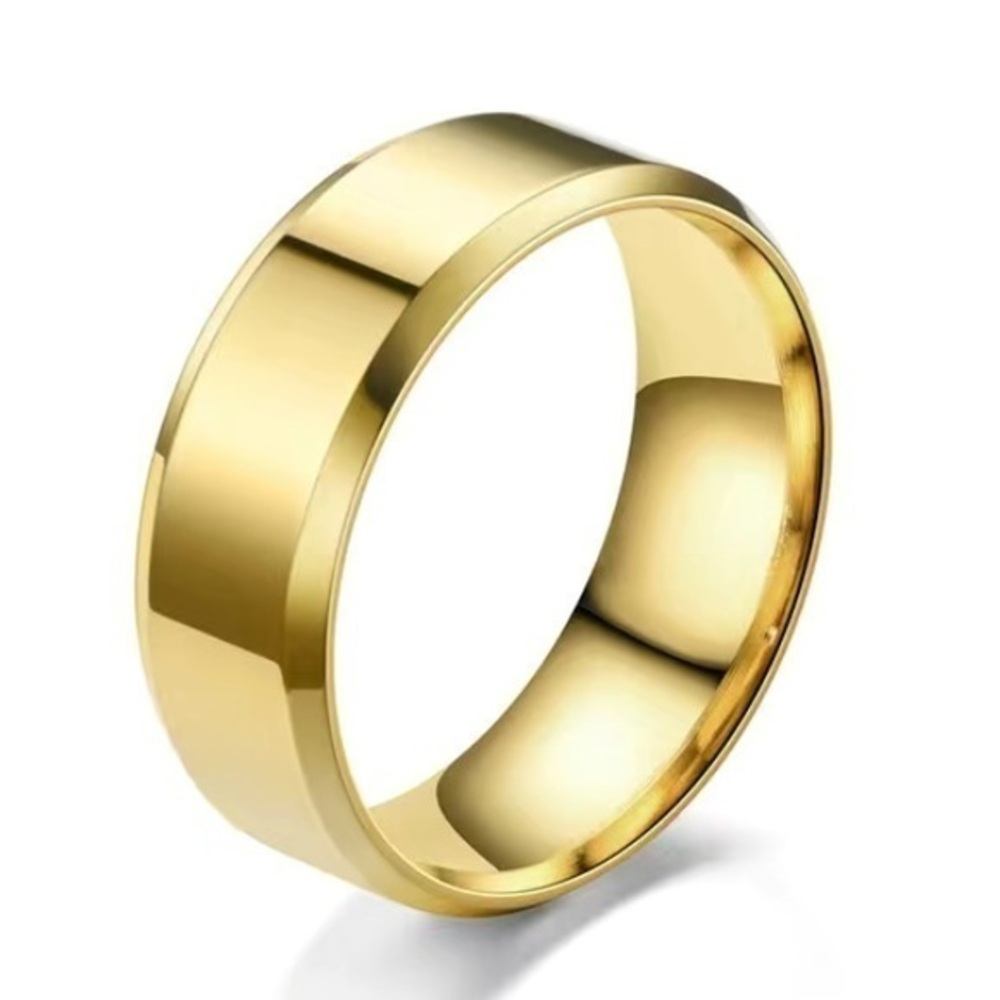 NWT - Fine Fashion Casual Metal Faceted Stainless Steel Casual Ring (Golden)